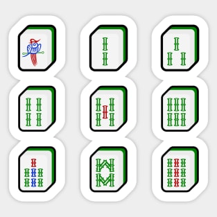 Mahjong Tiles Bamboo Suit 麻雀索子 - Sticks, Strings, Bams, Bird | I Love Mahjong | Cantonese Sticker